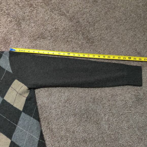 J. Crew Men's L 100% Lambs Wool Diamond Brown Full Zip Sweater Jacket - Picture 8 of 8